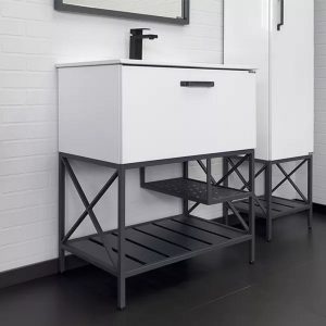 Тумба напольная Comforty Бредфорд 76 с раковиной 75E Белый / Графит 00-00013442CF