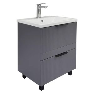 Тумба напольная Comforty Лима 60 с раковиной Como 60 Антрацит 00-00019209CF