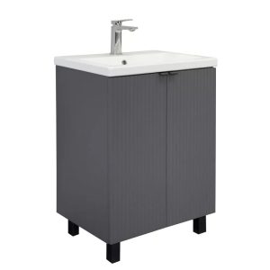 Тумба напольная Comforty Лима 60 с раковиной Como 60 Антрацит 00-00019240CF