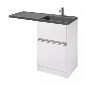 Тумба под стиральную машину напольная Aquaton Лондри 120 с раковиной Лондри правая Белый 1A2359K3LH010