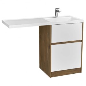 Тумба под стиральную машину напольная Aquaton Лондри 57 Дуб Рустикальный / Белый 1A2669K2LHDR0