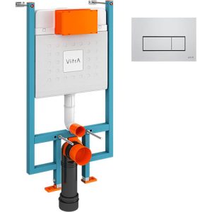 Инсталляция Vitra V-Fix Core для скрытого монтажа унитаза с клавишей смыва Root Square Хром глянцевый 800-1875