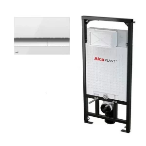 Комплект системы инсталляции Alcaplast Sadroмodul для сухой установки высота 1,2 м с кнопкой смыва белая/хром
