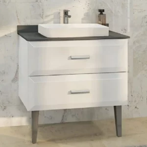 Тумба напольная Comforty Империя 80 + раковина Белый / Серый 00-00004025