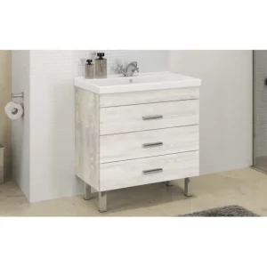 Тумба напольная Comforty Никосия 80 + раковина Дуб белый 00004142204CF