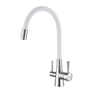 Смеситель для кухни Lemark Comfort LM3075C-White с подключением к фильтру Хром / Белый