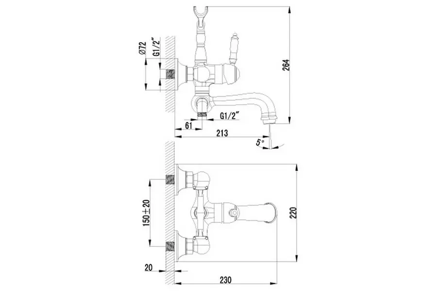 Смеситель для ванны Lemark Villa Бронза LM4812B Смеситель для ванны Lemark Villa Бронза LM4812B — изображение 2
