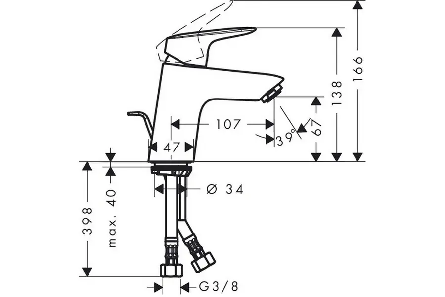 Смеситель для раковины Hansgrohe Logis 70 71070000 Смеситель для раковины Hansgrohe Logis 70 71070000 — изображение 2