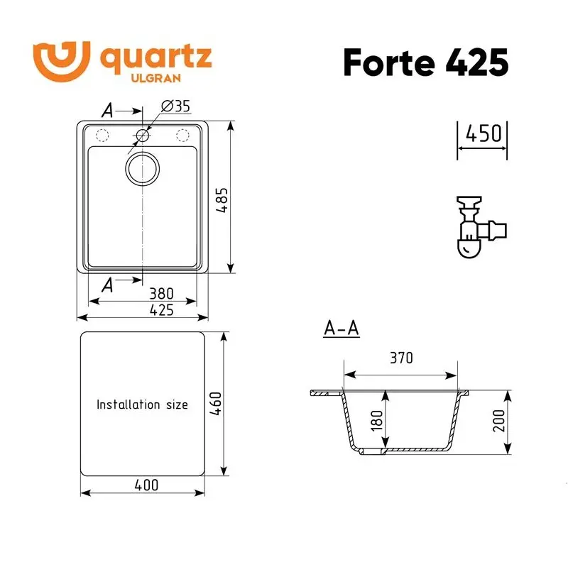 Мойка кухонная Ulgran Quartz Forte 425-08 Космос Мойка кухонная Ulgran Quartz Forte 425-08 Космос — изображение 2