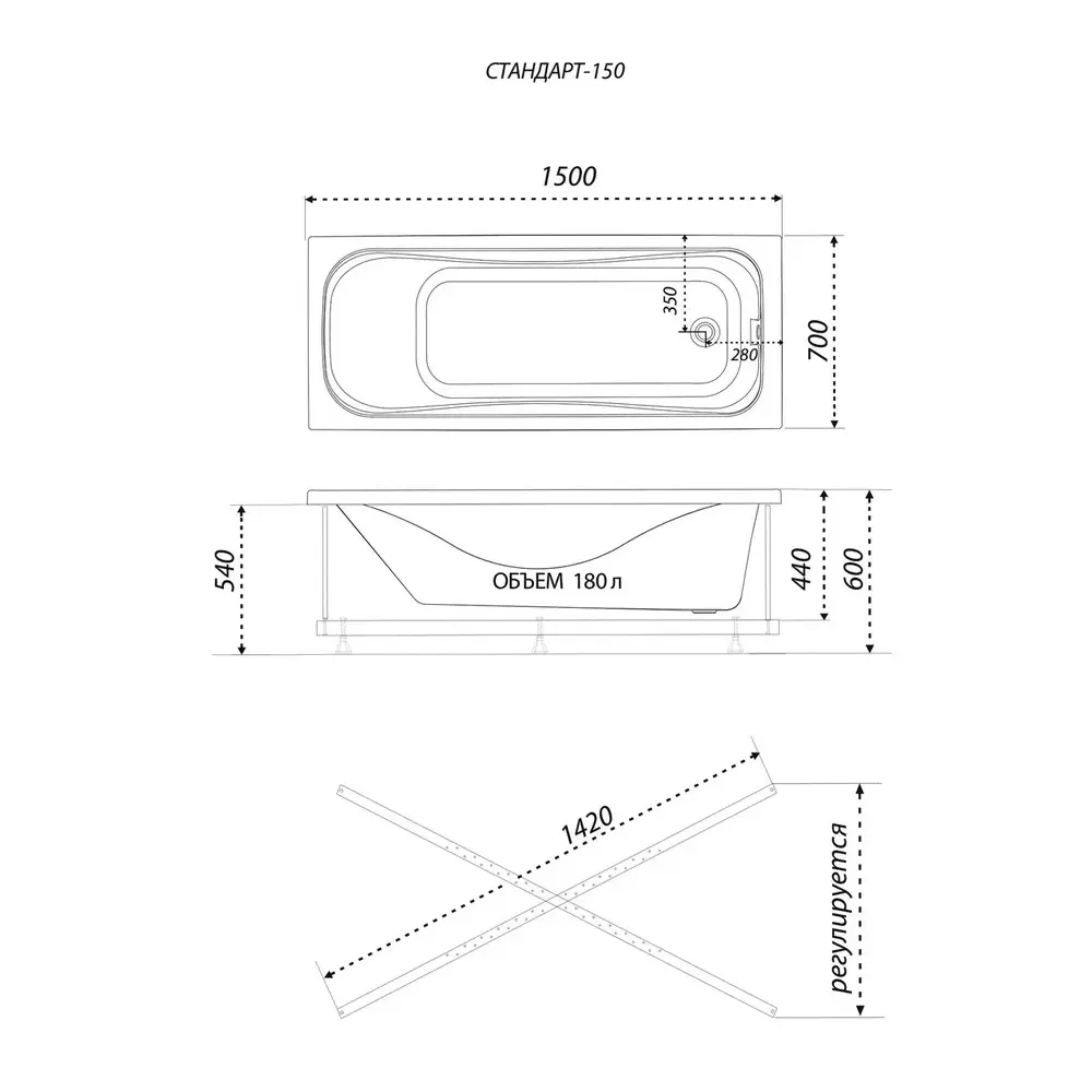 Ванна акриловая Triton Стандарт 150х75 Ванна акриловая Triton Стандарт 150х75 — изображение 3