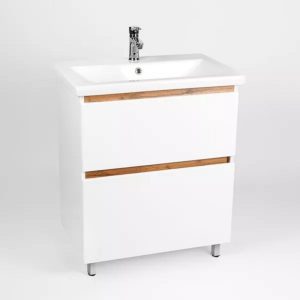 Тумба напольная Viant Мальта 80 с раковиной Como Белый / Дуб Вотан VMAL80CO-T2Y